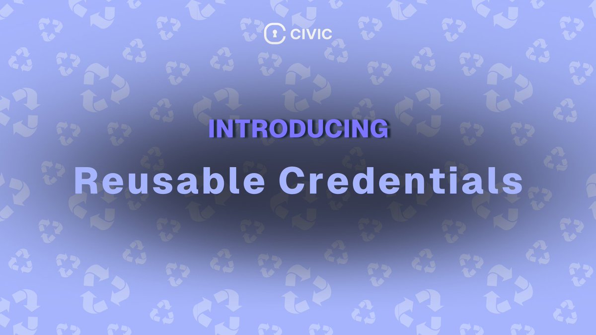 civickey's tweet photo. We're proud to introduce Reusable Credentials as a feature for dApps using Civic Pass.
This means users can enter their information once, and then that info can be referenced again across participating dApps. This helps stop the relentless cycle of entering in personal information over and over and over.
Sound great? That's because it is!
https://t.co/QpGgmPus1H