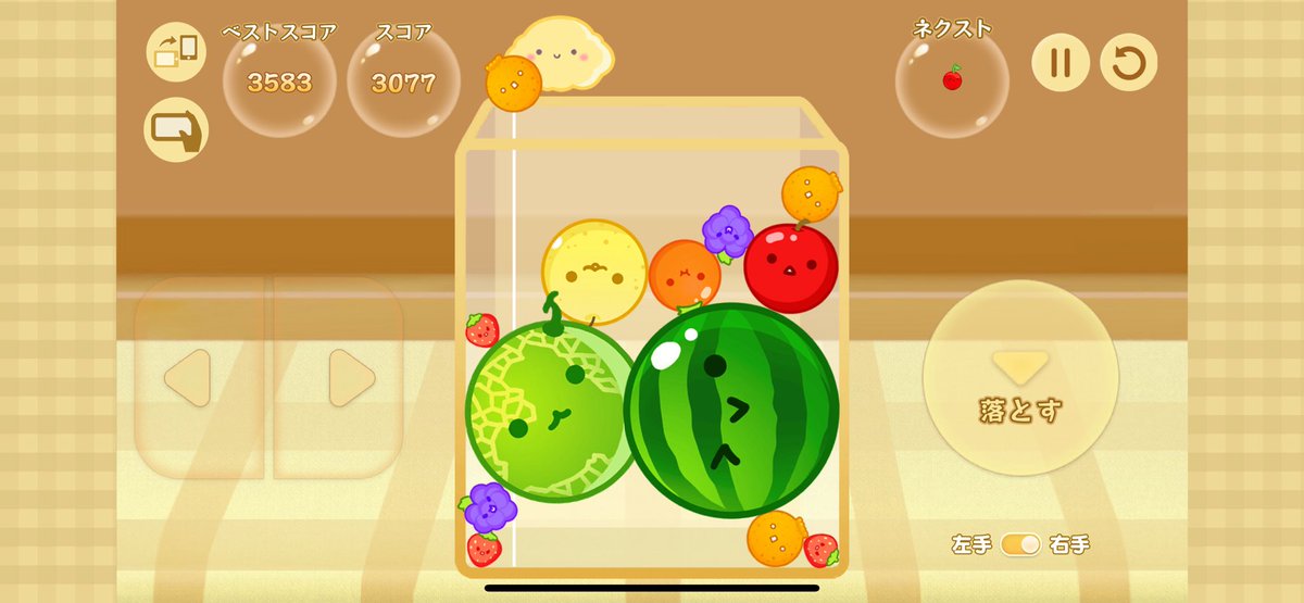 tk020776E's tweet photo. スイカゲームでえぐいめり込んだwww
#スイカゲーム https://t.co/9vErftDdBq