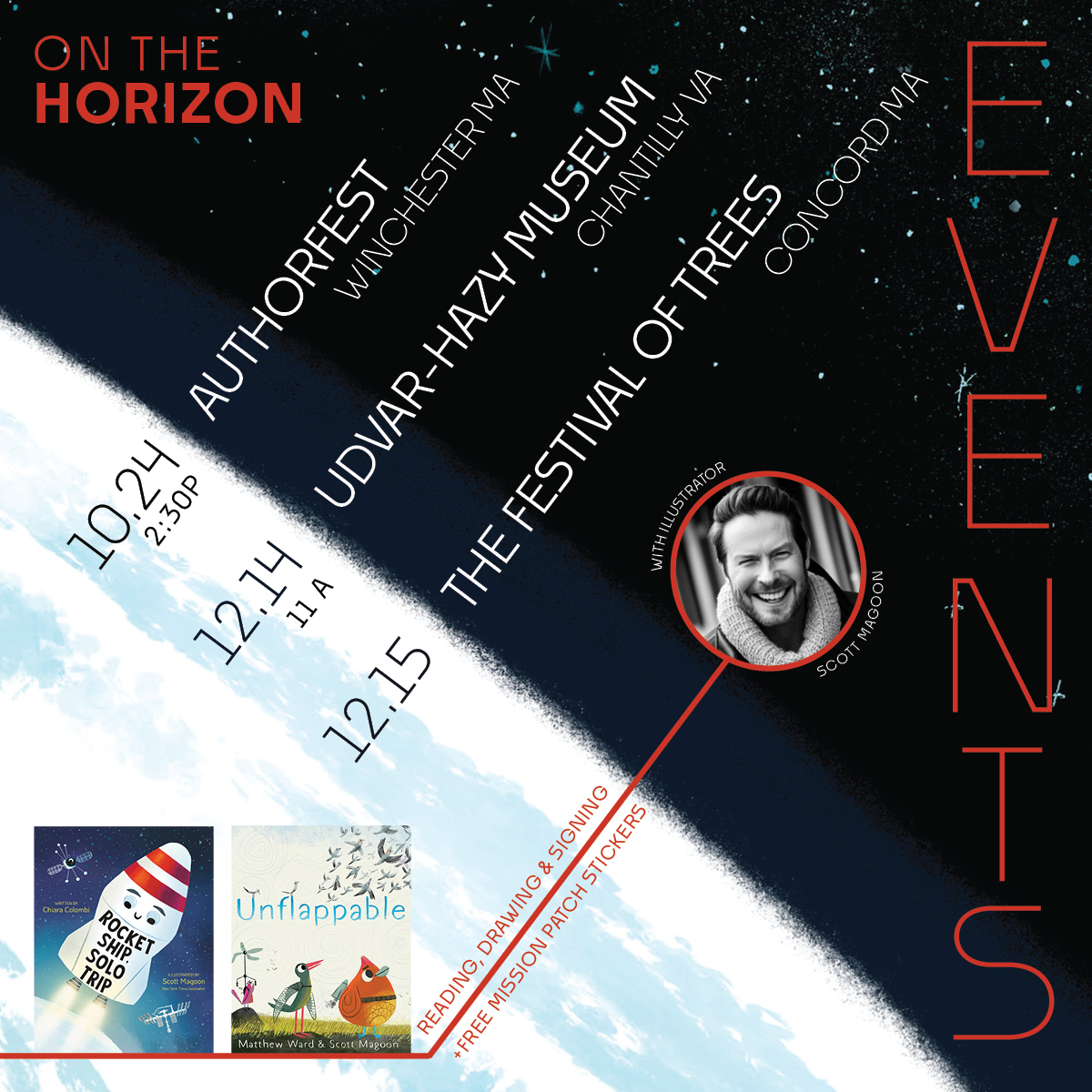 Event horizon! I'm back in orbit w/events this Fall. 

I hope you'll be able to join me &amp; ROCKET SHIP, SOLO TRIP author @ChiaraBColombi when we appear  @airandspacemuseum, for Family Day—or at one of my other stops, I'd love to meet you!  

Much more info via link in bio. Thanks!