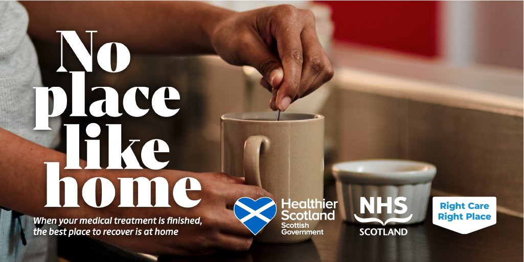 When your medical treatment is finished, the best place for you to recover is at home. 

Recovering at home helps you maintain independence and get back to your usual routine. 

Find out more at nhsinform.scot/home-first

#HomeFirst #RightCareRightPlace #HomeFirstRecovery