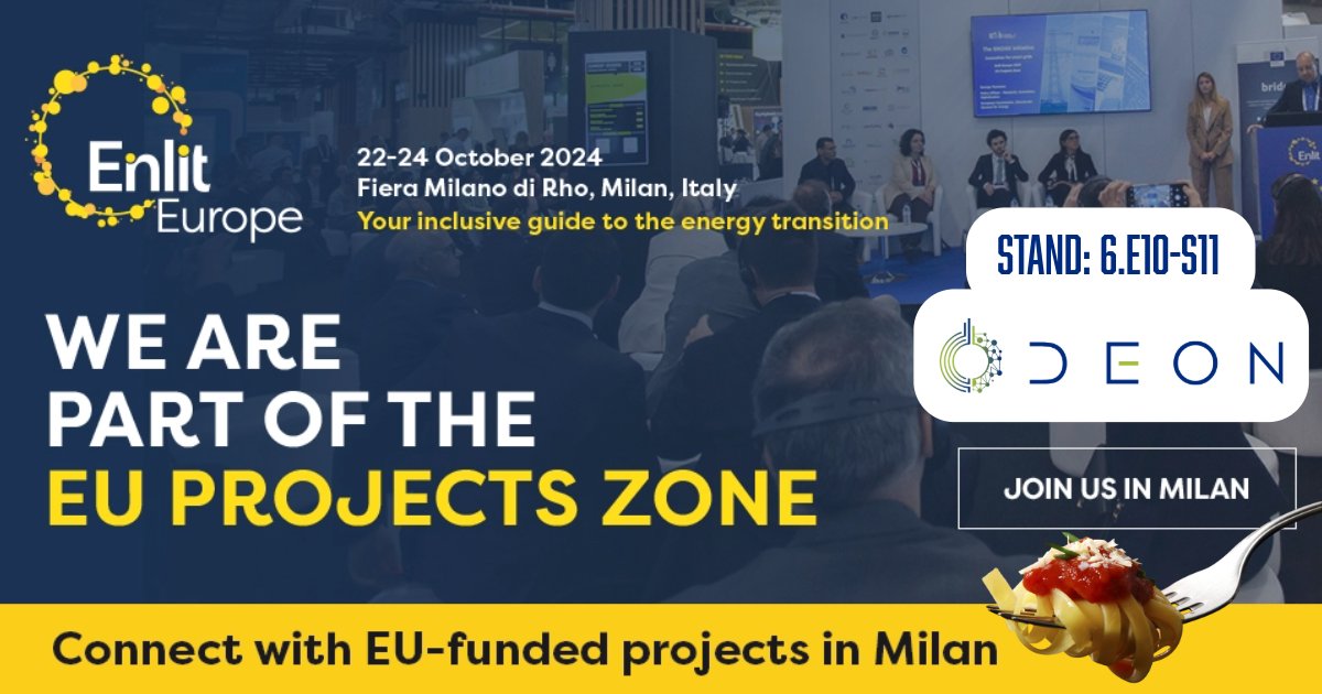 ODEON project (@odeoneu) on Twitter photo Attending #EnlitEurope in Milan? Meet the <a href="/odeonEU/">ODEON project</a> team!
Where to find us:
π EU Projects Zone/Stand: 6.E10-S11
π Hub Sessions:
ποΈ 23/10 | 9:30 - 11:00. Energy Data Spaces
ποΈ 23/10 | 15:45 - 17:15. New Projects in the Spotlight
Join us to explore energy innovations! #HorizonEU Attending #EnlitEurope in Milan? Meet the <a href="/odeonEU/">ODEON project</a> team!
Where to find us:
π EU Projects Zone/Stand: 6.E10-S11
π Hub Sessions:
ποΈ 23/10 | 9:30 - 11:00. Energy Data Spaces
ποΈ 23/10 | 15:45 - 17:15. New Projects in the Spotlight
Join us to explore energy innovations! #HorizonEU