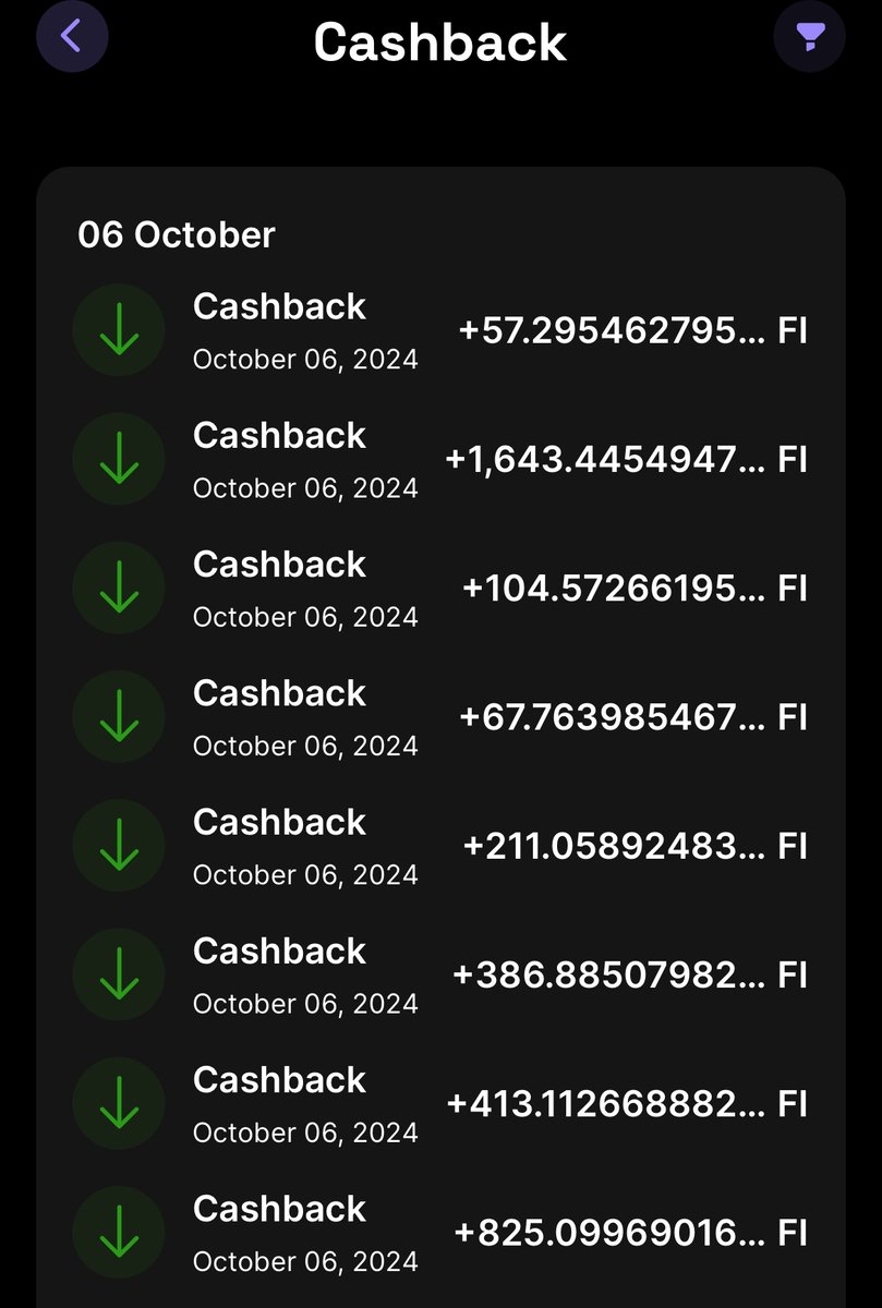 My daily 8% cashback from the $FI debit card is unbeatable. I've tried 6 different crypto debit cards (CRO, NEXO, BITpay, WIREX, etc) but the Fideum debit card is by far the most rewarding. 

By staking $50,000 worth of $FI tokens, you can enjoy a generous 8% cashback. The huge