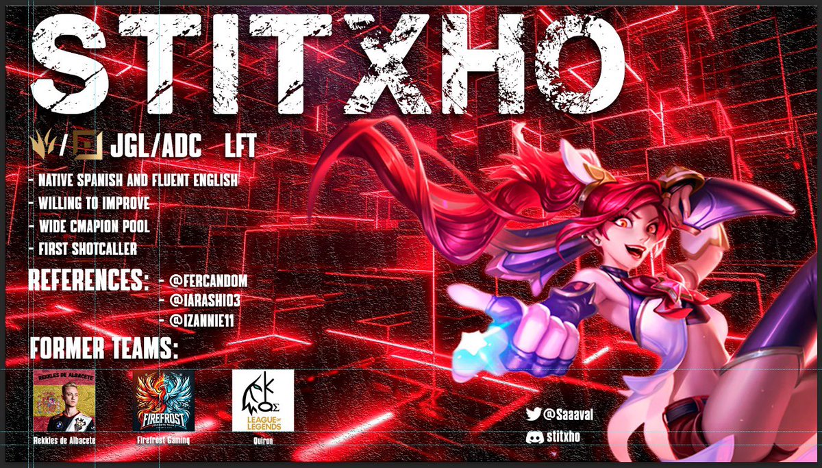 Tras terminar la SLS con <a href="/RekklesDA/">Rekkles de Albacete</a> busco opciones para jugar LOL amateur de vuelta. 

Cualquier duda 📨

Todo MG y RT me ayudaría mucho para difundir el mensaje 💗.