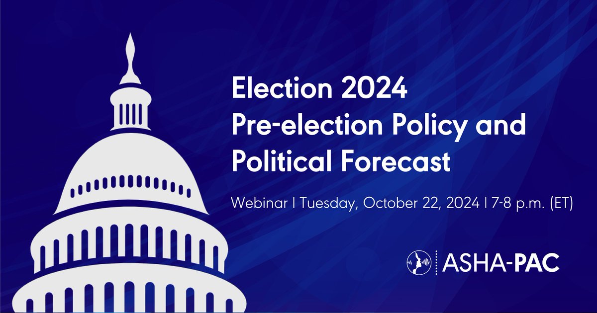 ASHA (@ashaweb) on Twitter photo Join ASHA-PAC’s latest free webinar on pre-election policy and the political forecast on October 22: at.asha.org/rm <a href="/ASHAAdvocacy/">ASHA Advocacy</a> Join ASHA-PAC’s latest free webinar on pre-election policy and the political forecast on October 22: at.asha.org/rm <a href="/ASHAAdvocacy/">ASHA Advocacy</a>