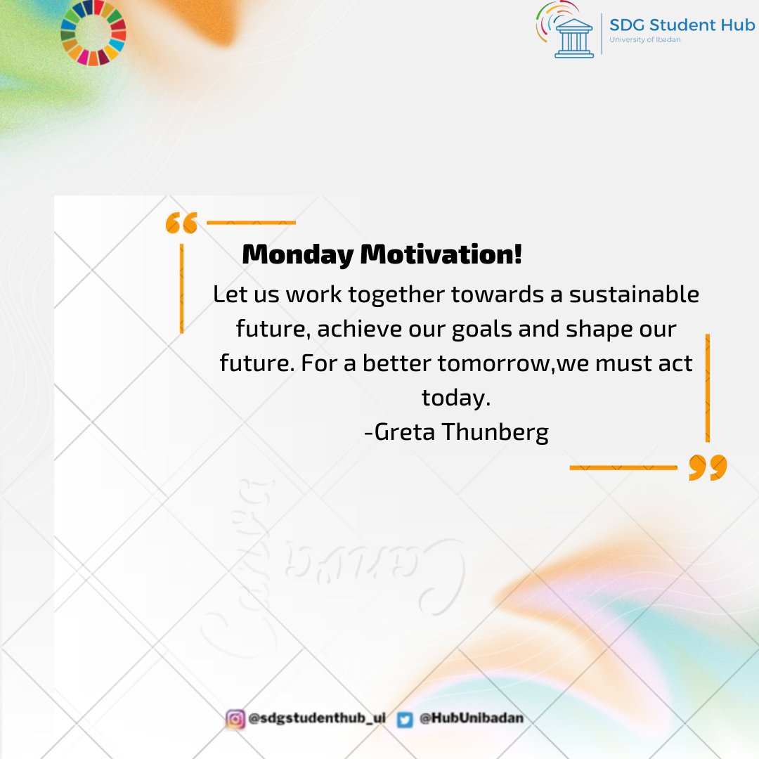 HubUnibadan's tweet photo. No one is too small to make a difference💪

#MondayMotivation #HappyNewWeek #Sustainability #SDGs #Gretathunberg #goals https://t.co/JBqLxFQ0DG