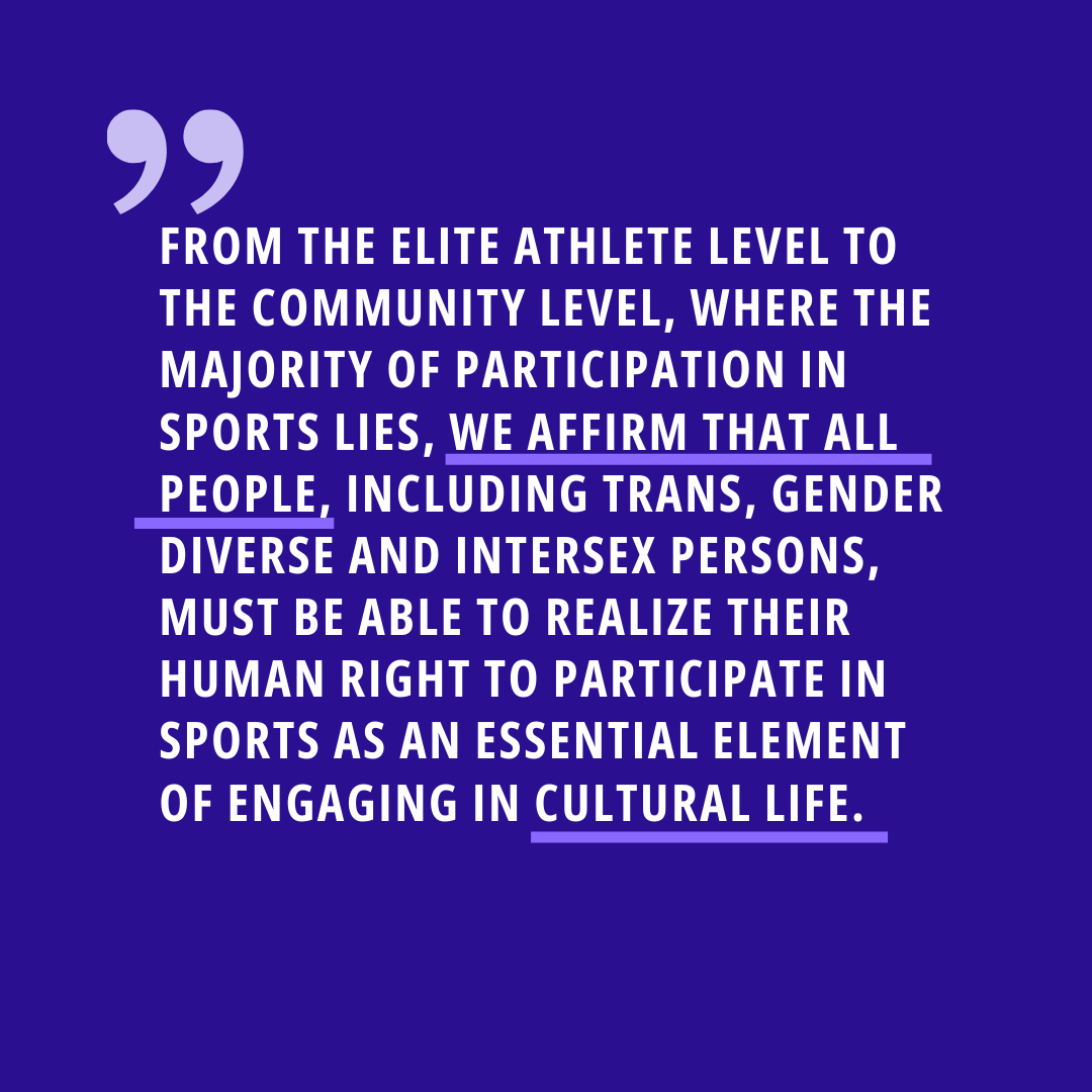 Trans, gender diverse &amp; #intersex inclusion in sports is a human right! Join us in signing a collective statement supporting the rights of trans, gender diverse, &amp; intersex people in sports, where discrimination has no place. 
Sign the statement: bit.ly/4gYQHMi