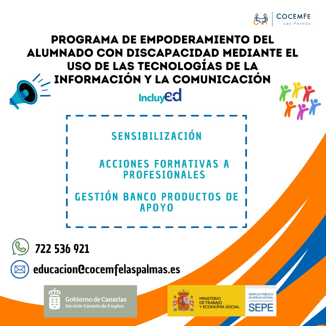 📣¡Damos la bienvenida de nuevo al Programa INCLUYE+D

🙌¡Descubre cómo la inclusión cambia vidas!🚀 #EducaCOCEMFE #EducaciónInclusiva #COCEMFELasPalmas #DUA