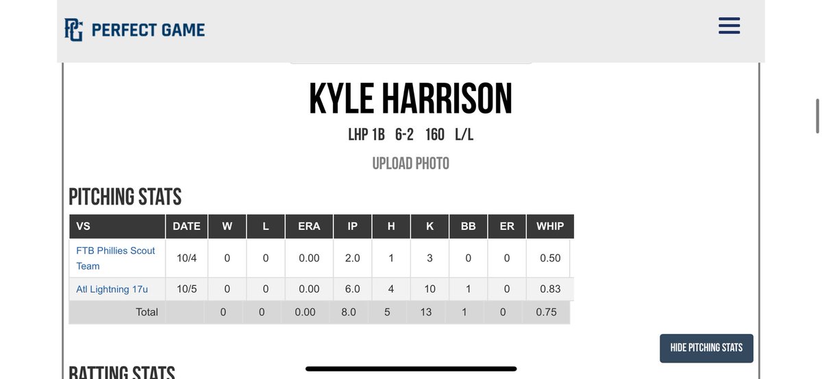 KyleHarrison33's tweet image. 2 solid outings at WWBA World Championships against 2 good teams before being rained out for the weekend.
@SJYoungGuns_  @BUncommitted @CoastRecruits @PG_Scouting @DanValerio3 @FlatgroundApp