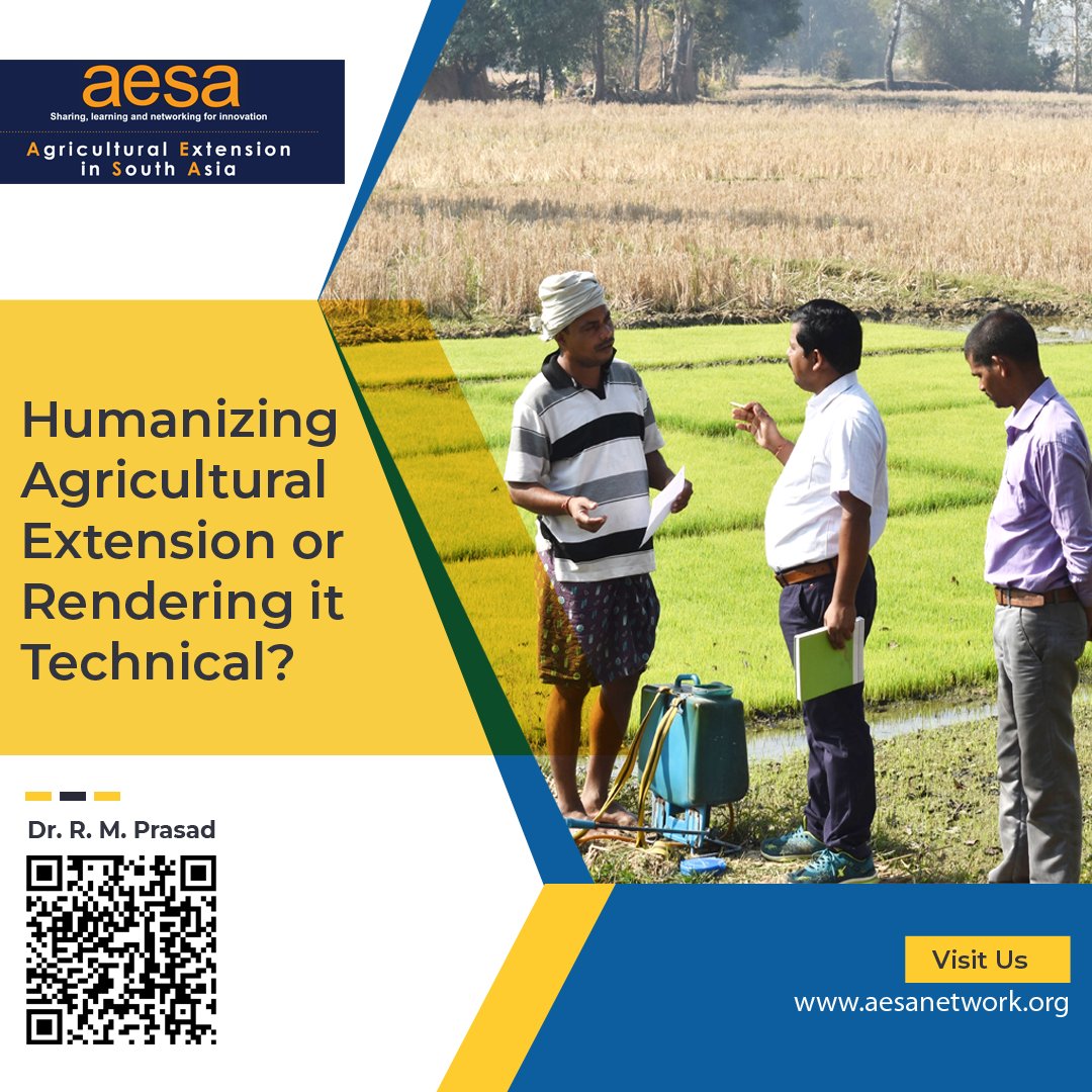 AESA_Network's tweet image. #READNOW #AESABlog
How can we improve agricultural extension—through technical solutions or a more human-centric approach?

aesanetwork.org/humanizing-agr…