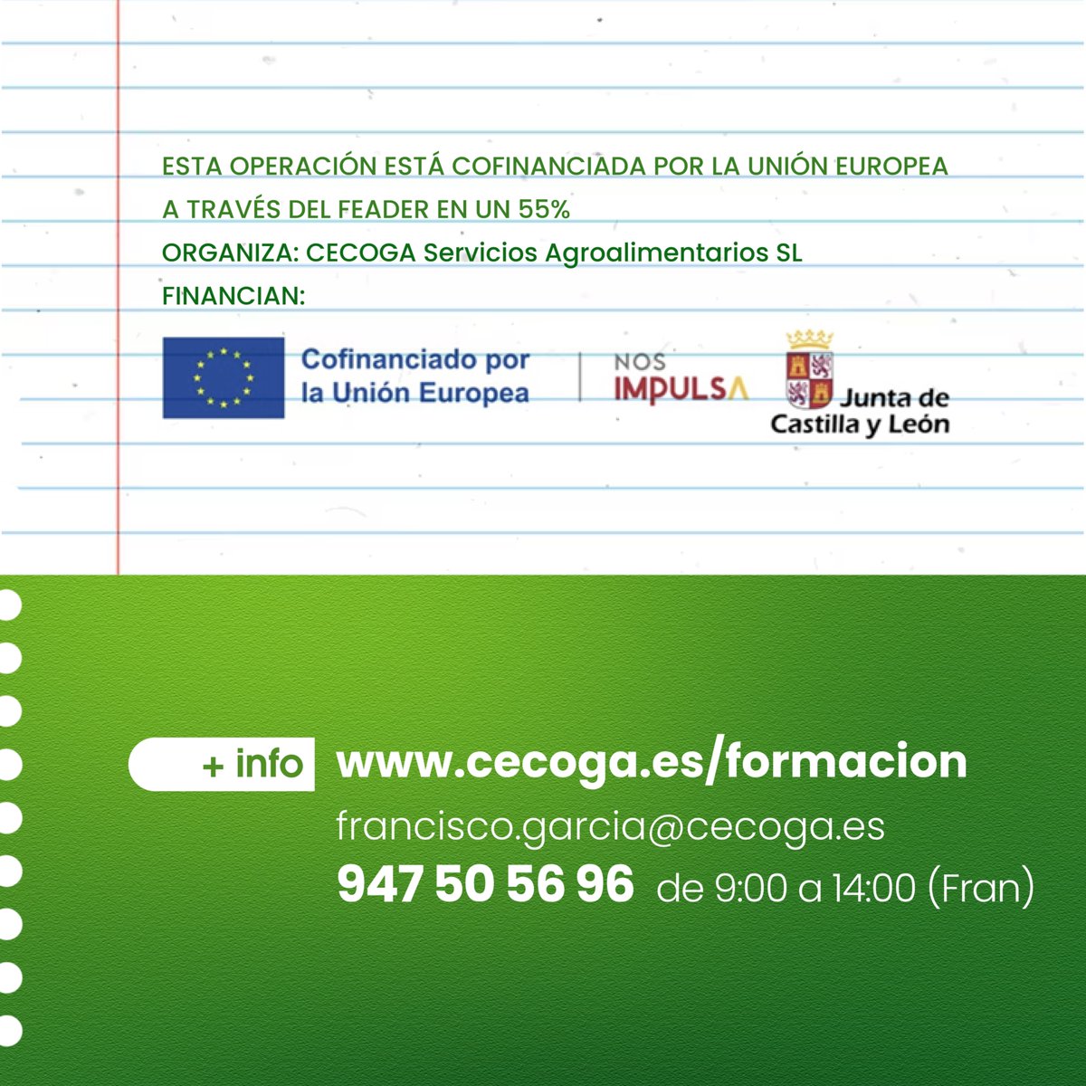cecogainfo's tweet photo. Cofinanciados por la Unión Europea y la Junta de Castilla y León, tienen una duración de 10h y son  presenciales.
¡Contáctanos!
#formacion #sectorprimario #agricultura #viticultura #agriculturadigital #digitalizacion #viñedo #peñafiel #villalbadeduero #riberadelduero https://t.co/kQ5qPrZncM