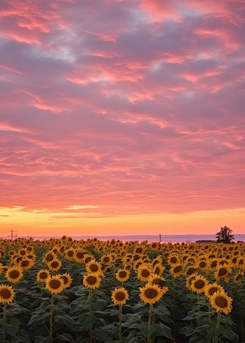 algún diaa m’encantaría anar a un camp ple de girasols amb el solete apunt de marxar de fons