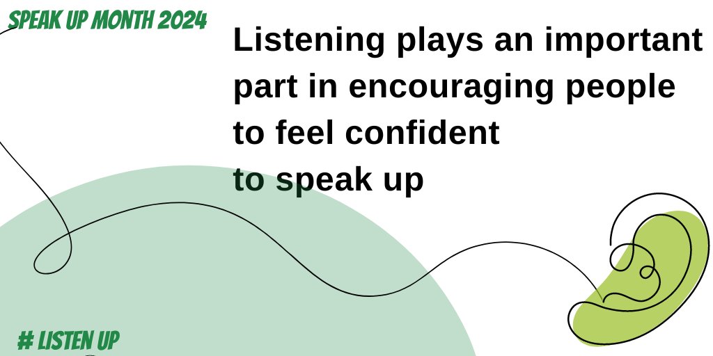 The theme for this October’s Speak Up Month is Listen Up.

We are focusing on the power of listening, and the important part which listening plays in encouraging people to feel confident to speak up.

#ListenUp #HeretoListen