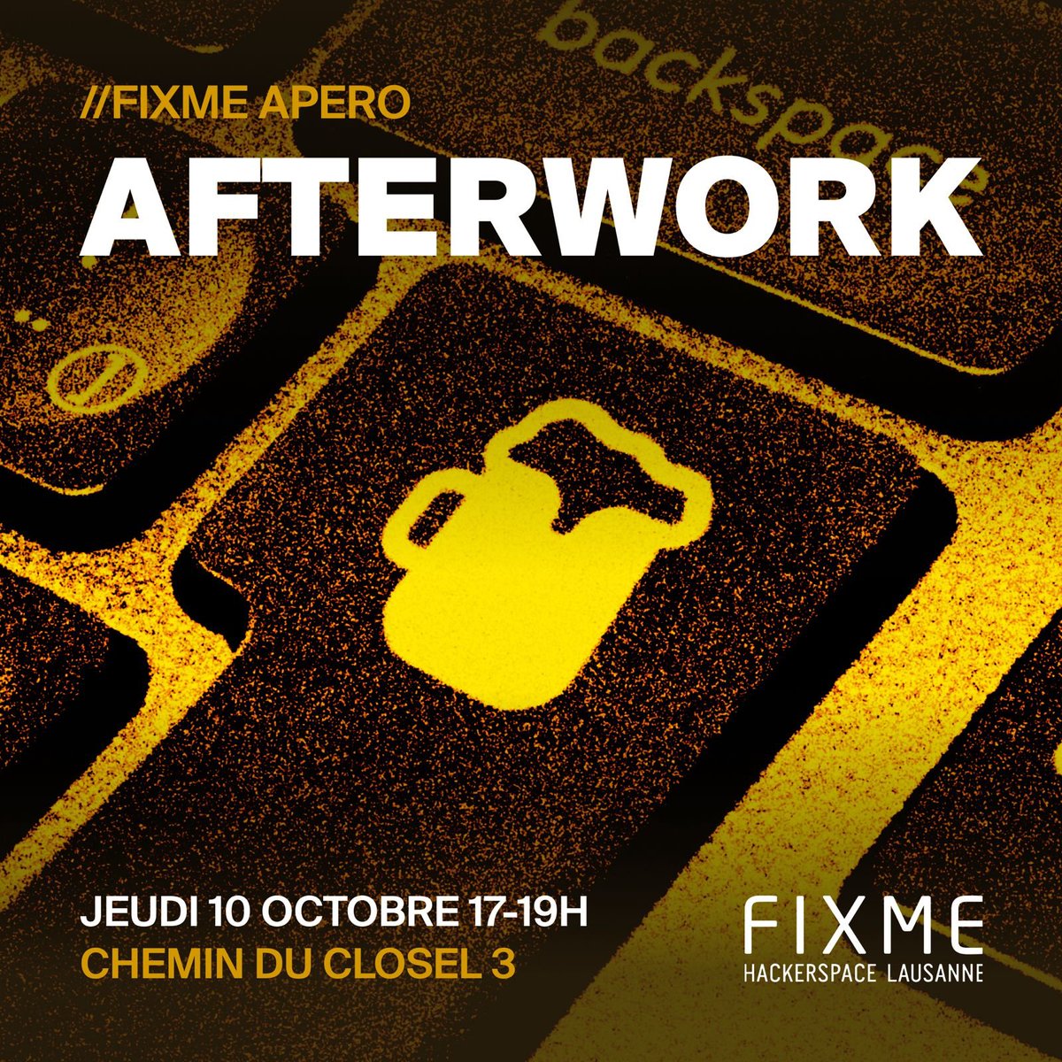 Ce jeudi, 10 octobre, Fixme organise un afterwork de 17h à 19h. Venez, n'ayez pas peur :)