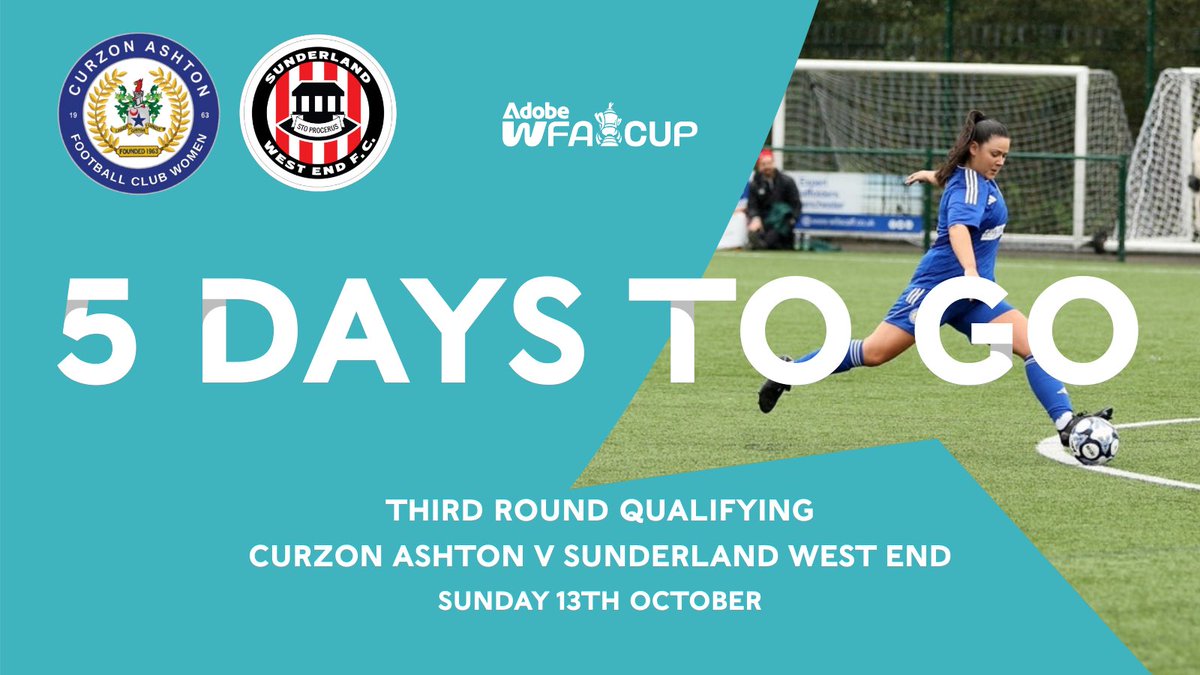 CurzonAshtonWFC's tweet photo. 𝐓𝐇𝐄 𝐅𝐀 𝐂𝐔𝐏 

This Sunday inside the Tameside Stadium, we look to progress in the women’s FA cup and we want you to be a part of it 🫵

⏰ 14:00

#UTN 💙 https://t.co/FS8Bx1rWbK