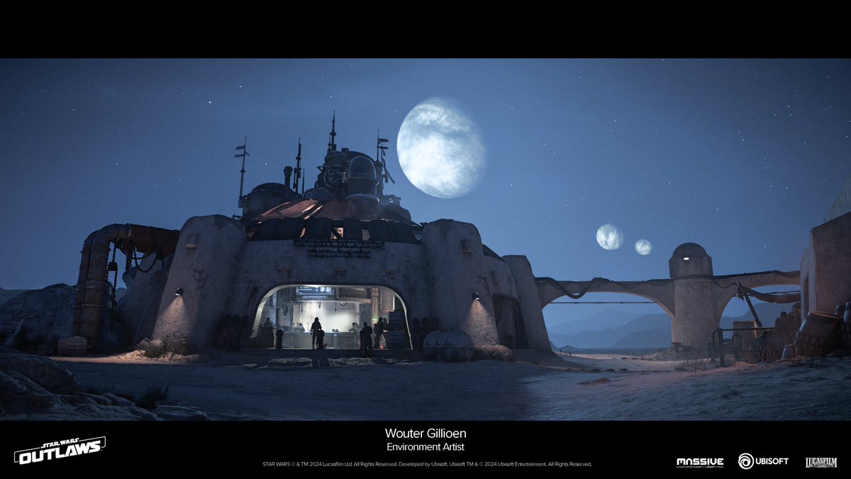 Next part of my Artblast covers my work on Tatooine.
Starting with Wayfar Station, a settlement where moisture farmers come to trade water under the protection of sheriff Quint!

More shots here: artstation.com/woutergillioen

#StarWarsOutlaws #gamedev #3D #StarWars #PortfolioDay