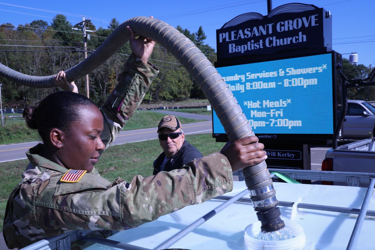 U.S. Army (@usarmy) on Twitter photo .<a href="/TNMilitaryDept/">Tenn. National Guard</a>'s tactical water purification system is providing drinking water to communities affected by Hurricane #Helene.
The system can purify 1,500 gallons of water per hour from a freshwater source.
Learn more: spr.ly/6014UYoas .<a href="/TNMilitaryDept/">Tenn. National Guard</a>'s tactical water purification system is providing drinking water to communities affected by Hurricane #Helene.
The system can purify 1,500 gallons of water per hour from a freshwater source.
Learn more: spr.ly/6014UYoas