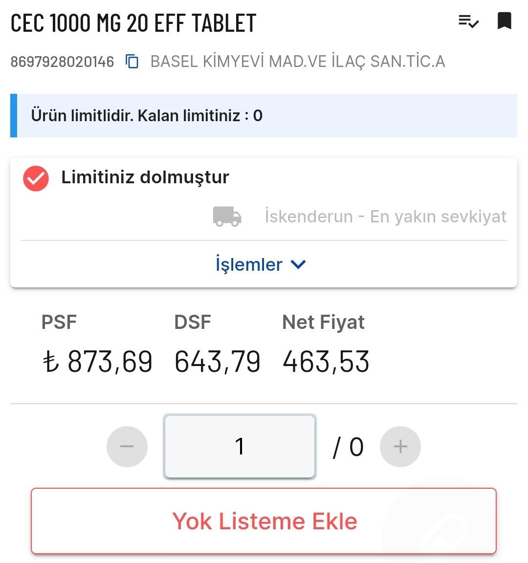 İlaçta kur güncellemesi nedeniyle, bir zam dedikodusudur dönüyor. Depolar ilaç vermeyi kesti sayılır. Kan ürünlerinden tutun da, en basit ağrı kesicilere kadar çoğu ilacı tedarik etmekte zorlanıyoruz. Yetkililerden bir açıklama bekliyoruz. <a href="/saglikbakanligi/">T.C. Sağlık Bakanlığı</a> <a href="/tebkurumsal/">Türk Eczacıları Birliği</a>