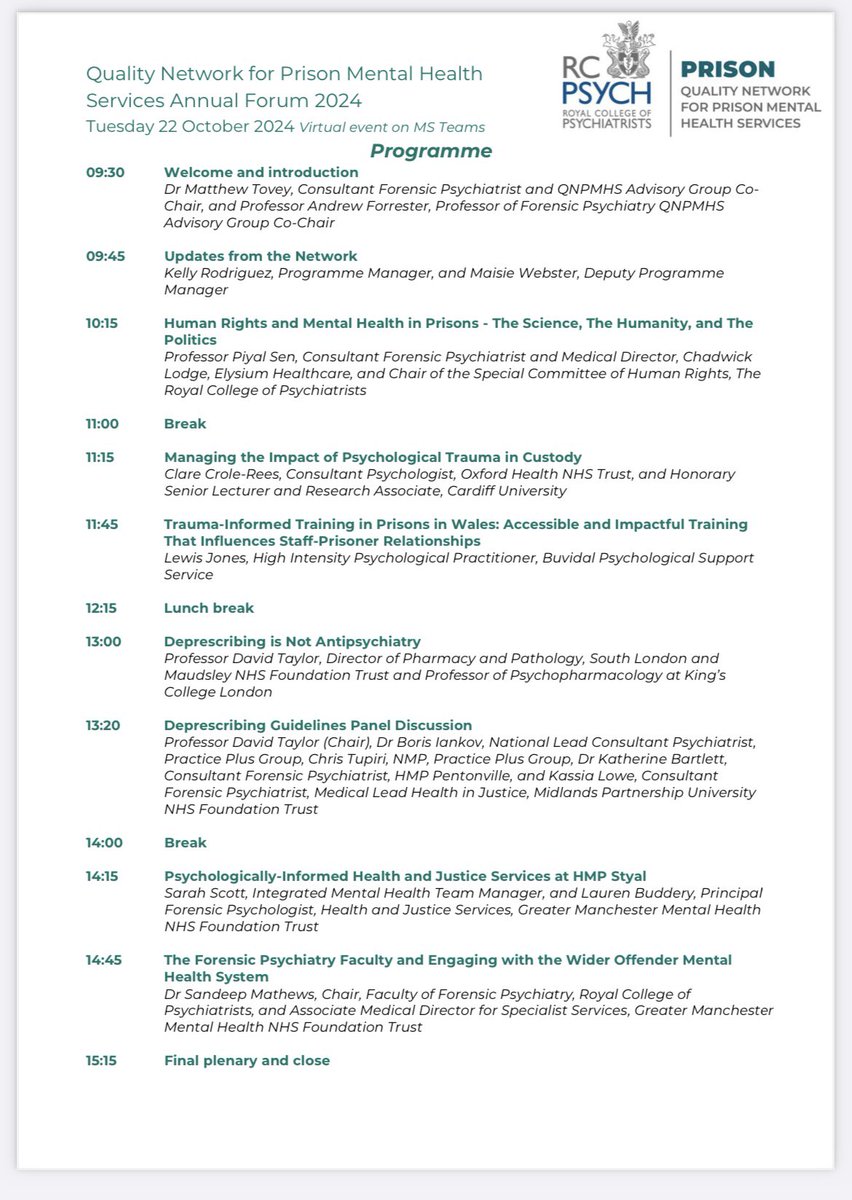 rcpsychQNPMHS's tweet photo. 🔔FINAL PROGRAMME NOW AVAILABLE!🔔
The #QNPMHS team look forward to welcoming you to the 2024 Virtual Annual Forum Event. The day will be filled with Network updates, exciting speakers and a panel discussion! See below 🗣️
🔗 Sign up here: https://t.co/KLKQNT4qMe https://t.co/eWqviix8Ek