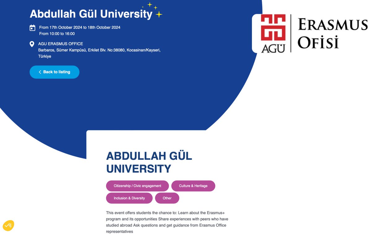 We are excited to announce our preparations for the 2024 ERASMUSDAYS celebration! We invite you to visit our stand in front of the office on October 17 and 18, from 10:00 AM to 4:00 PM. This special event is a great opportunity to learn more about the Erasmus program. <a href="/AguHayalim/">AGÜhayalim</a>