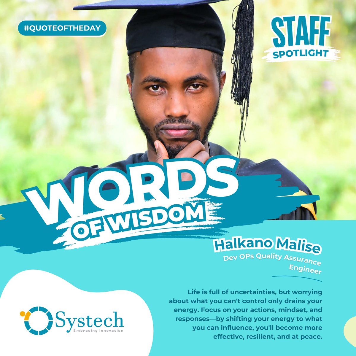 SystechAfrica's tweet image. Meet Halkano &apos;Kude&apos; Malise, our DevOps Q.A Engineer. He plays a vital role in ensuring the smooth operation of our systems and fostering collaboration.

We appreciate your insight and positivity, Kude. Happy belated birthday!

#StaffSpotlight #TeamSystech