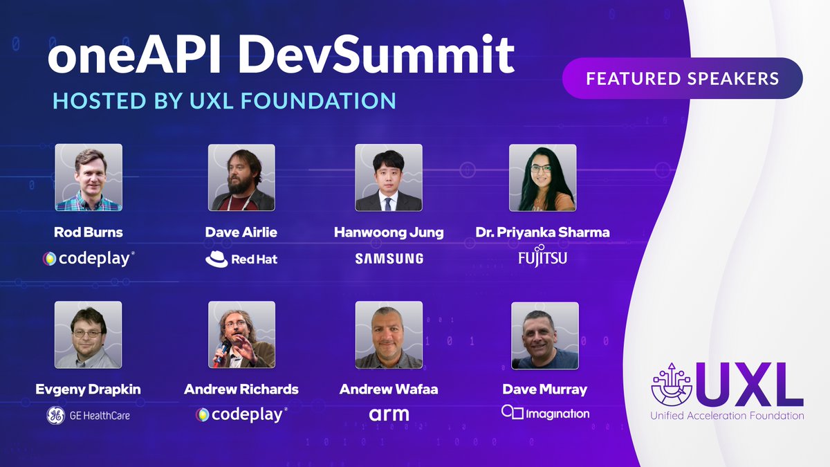 Codeplay Software (@codeplaysoft) on Twitter photo There's still time to register for the <a href="/UXLfoundation/">UXLfoundation</a>'s oneAPI Dev Summit!
You'll have the chance to meet with colleagues and experts in development with #oneAPI and #SYCL, while also learning about the latest projects with open, heterogeneous code.
oneapi.io/events/oneapi-… There's still time to register for the <a href="/UXLfoundation/">UXLfoundation</a>'s oneAPI Dev Summit!
You'll have the chance to meet with colleagues and experts in development with #oneAPI and #SYCL, while also learning about the latest projects with open, heterogeneous code.
oneapi.io/events/oneapi-…