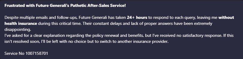 niayoza's tweet image. #FutureGenerali #PoorCustomerService #InsuranceDelay #HealthInsurance