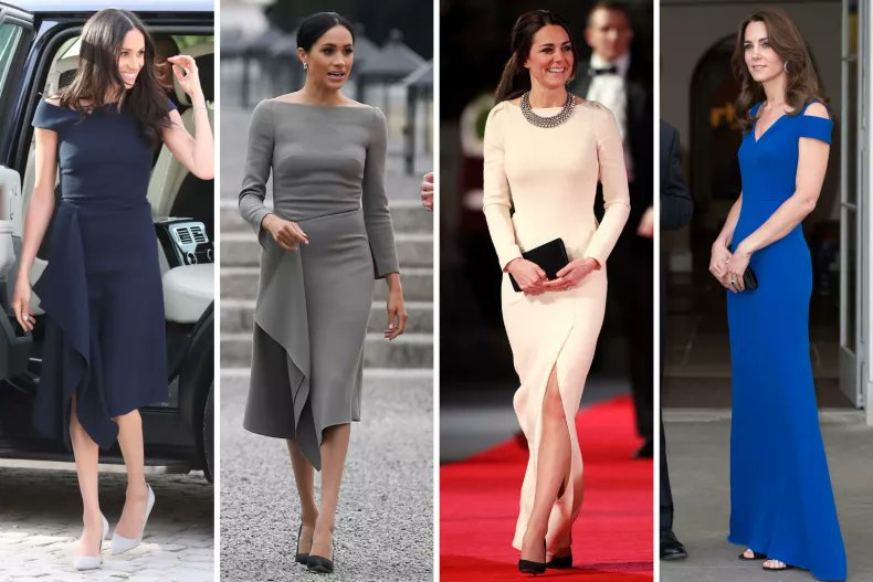 LuxeeLineage's tweet photo. Kate and Meghan have shared fashion moments over the years, often turning to French designer Roland Mouret for their looks. From red carpets to Wimbledon, his elegant styles suit both royal sisters-in-law perfectly! 👗✨ #RoyalFashion #StyleSisters https://t.co/vqqjQg8xg7