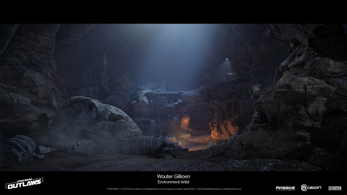 WGillioen's tweet photo. One of my main responsibilities on #StarWarsOutlaws next to Level Art was making a procedural workflow to create caves for the entire project! One of the locations that uses this was the pirate cave on Tatooine!

More here: https://t.co/bOPnmMneRs
#Houdini #Gamedev #StarWars https://t.co/Xo0E8RUScZ