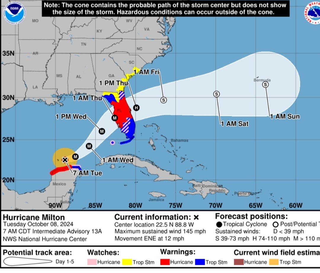 We're officially under a hurricane warning, which means we expect to see hurricane conditions within the next 36 hours. It's still raining.