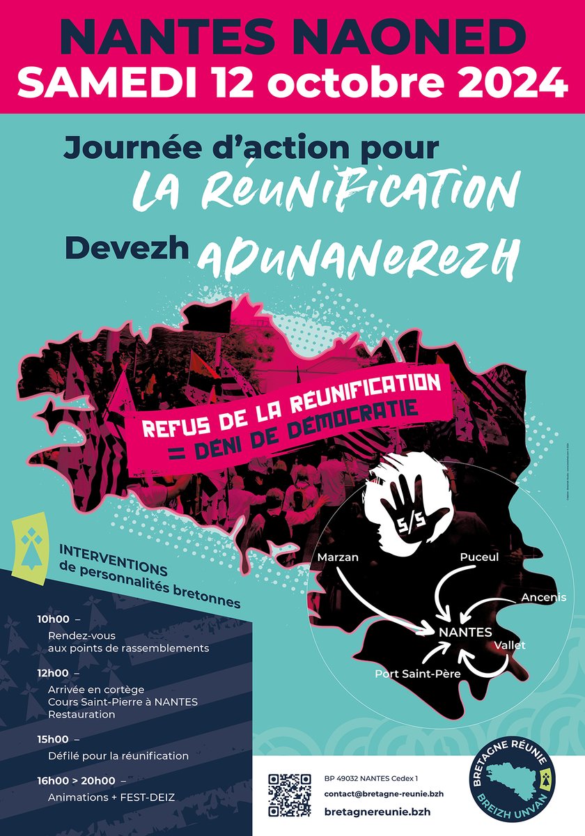 Da heul Breizh Unvan e c'halv Kevre Breizh da zont da vanifestiñ evit #adunvanidigezh  #Breizh e #Naoned d'an 12/10 • Kevre Breizh se joint à l'appel à manifester de <a href="/bretagnereunie/">Bretagne Réunie 💯</a> pour la #réunification de la #Bretagne à #Nantes le 12/10
bretagnereunie.bzh/journee-dactio…