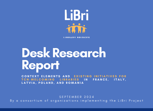 eblida's tweet image. The #LiBriProject released a report on library-led initiatives for integrating TCNs in 🇫🇷🇮🇹🇱🇻🇵🇱🇷🇴. Libraries in Europe are bridging the gap for displaced &amp;amp; migrant persons. Report in English, with country-specific sections! #Libraries #TCN #Inclusion

👉tinyurl.com/56a6vnjp