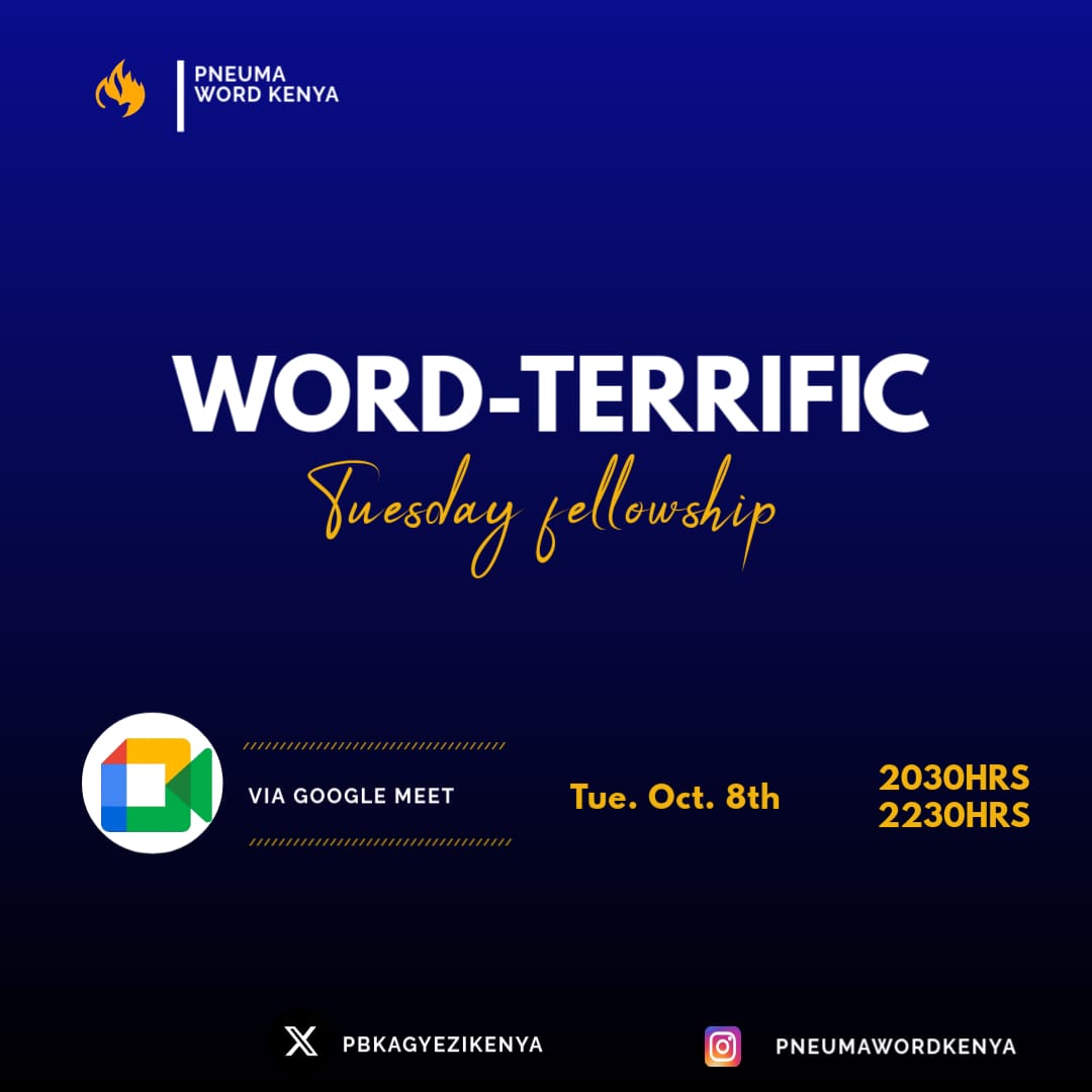 PneumaWordKenya's tweet photo. *Proverbs 1:33 But the one who always listens to me will live undisturbed in a heavenly peace.
_We meet tonight to sit in the presence and listen to the good words of the Lord._
📌Invite your whole sphere of influence
#PneumaFellowship
#WordTerrifficTuesday
#Inviteyoursquad https://t.co/u05xkynKLU