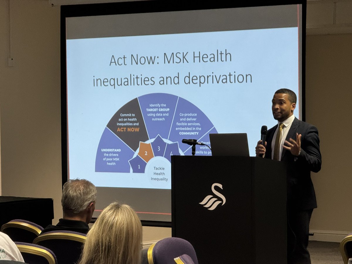 An excellent presentation from <a href="/ChrisMartey/">Chris Martey</a>, Chair of <a href="/WeAreARMA/">ARMA</a> Spring out the key findings of ARMA’s Act Now MSK inequalities report at #MSKWales24