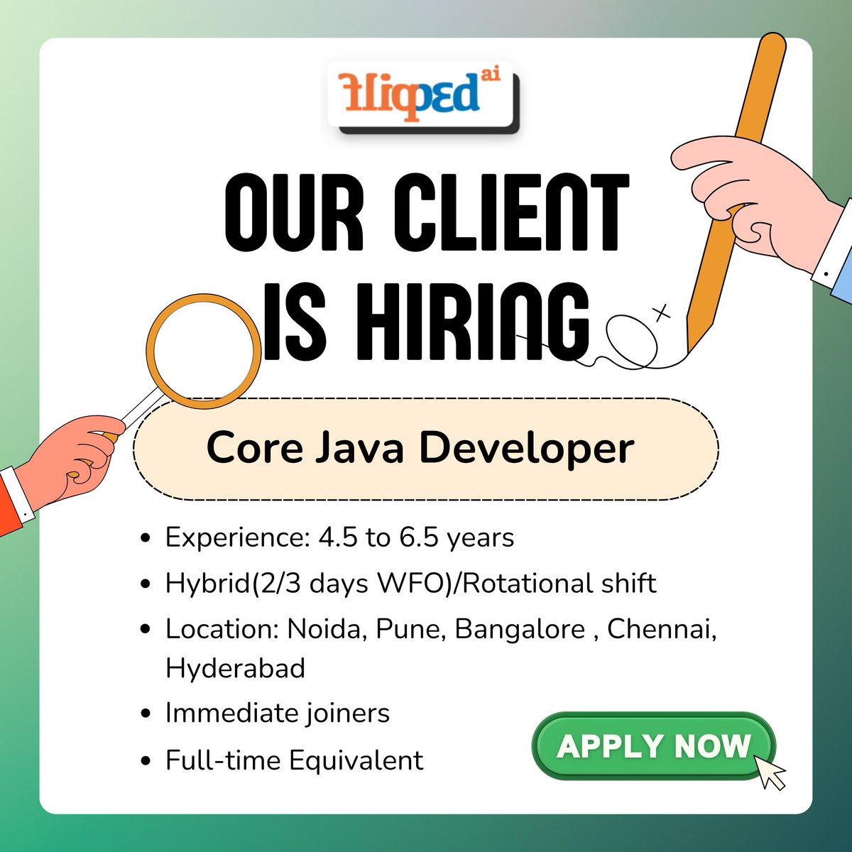 flipped_ai's tweet image. 💻Our client is hiring a Core Java Developer (4.5-6.5 yrs) with experience in Core JAVA, Spring Boot, Microservices, Database &amp;amp; React JS. Immediate joiners!

📍Noida/Pune/Bangalore/Chennai/Hyderabad | Hybrid
📍Apply: flipped.ai/org/flipped/jo…

#Hiring #JavaJobs #ReactJobs #ApplyNow