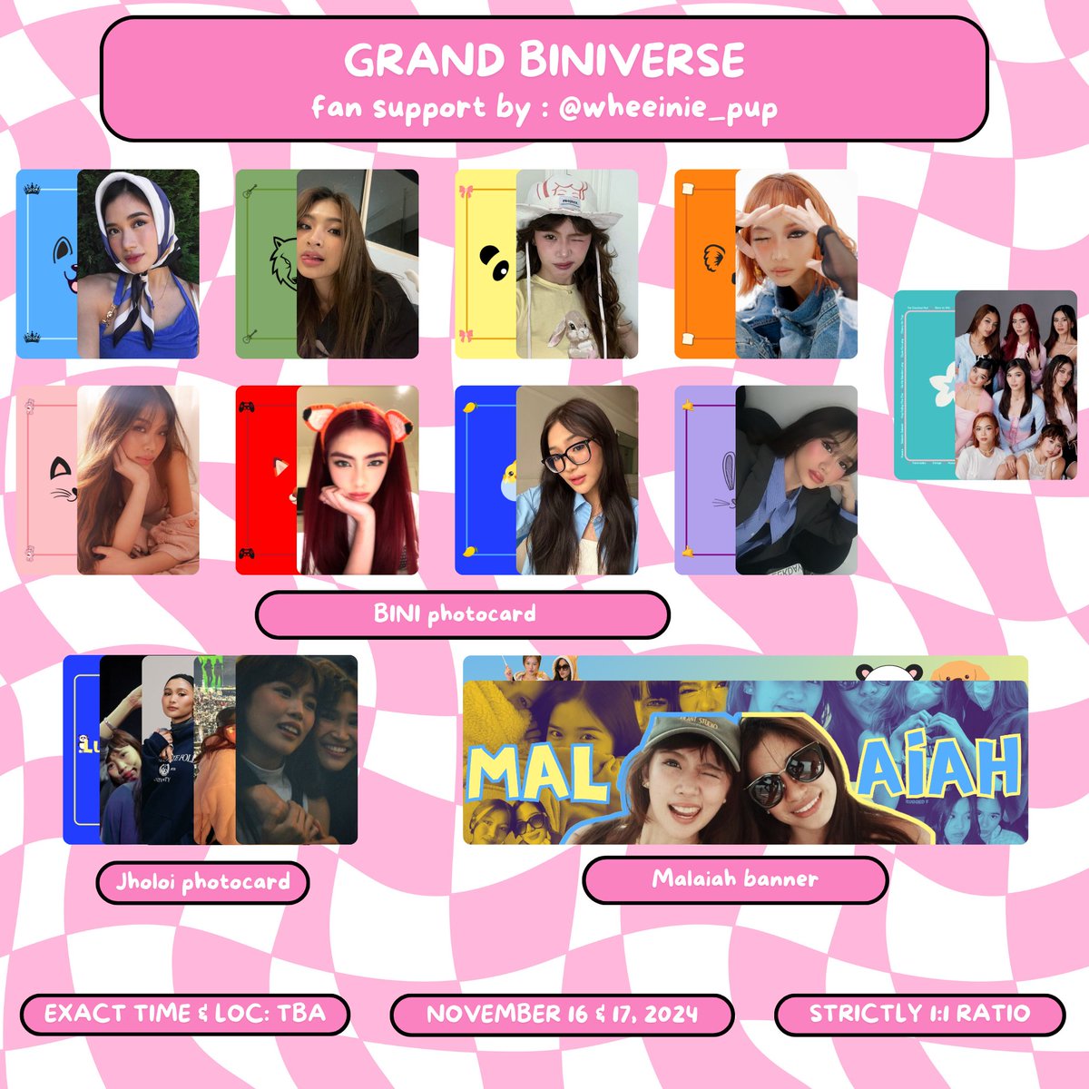 wheeiniepup's tweet photo. GRAND BINIVERSE DAY 1 and 2 PART 1

fan support by @wheeinie_pup 

•limited quantity
• like &amp; rt 
• strictly 1:1 ratio
• open for trades and donations (?)
• location and time tba (will go priv)  
• might sell these soon hehe

SEE YOU ON DDAY! #BINI https://t.co/jtXUWOVamy