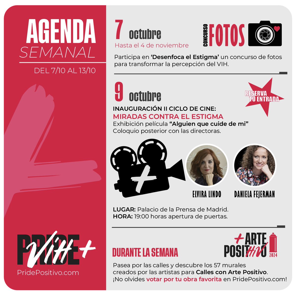 ¡No te pierdas ninguna de las actividades del #PridePositivo! Esta semana tenemos un montón de eventos preparados para ti.   

Descubre más en 👉 pridepositivo.com