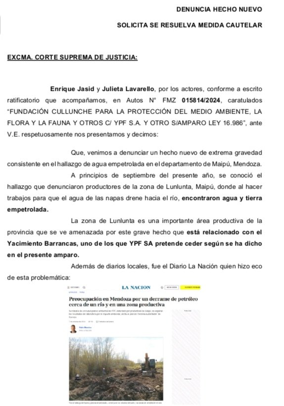 LautaroJimenezB's tweet photo. #Urgente Ampliamos la denuncia que contra YPF SA y el Gobierno de Mendoza y acreditamos hecho nuevo por la contaminación en Maipú. Le pedimos a la Corte Suprema de la Nación que resuelva urgentemente la medida Cautelar que solicitamos por la remediación de pasivos ambientales. https://t.co/GZBeYxUm4K
