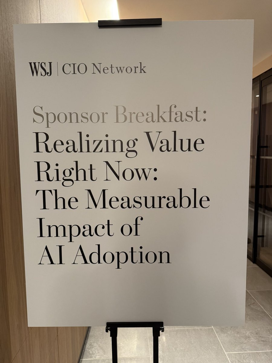 tcrawford's tweet image. Kicking off today’s @WSJ CIO Network Summit. An executive look at the value of AI from a realistic perspective. Where, how, why, what. 

#CIO #WSJCIO #AI #GenAI