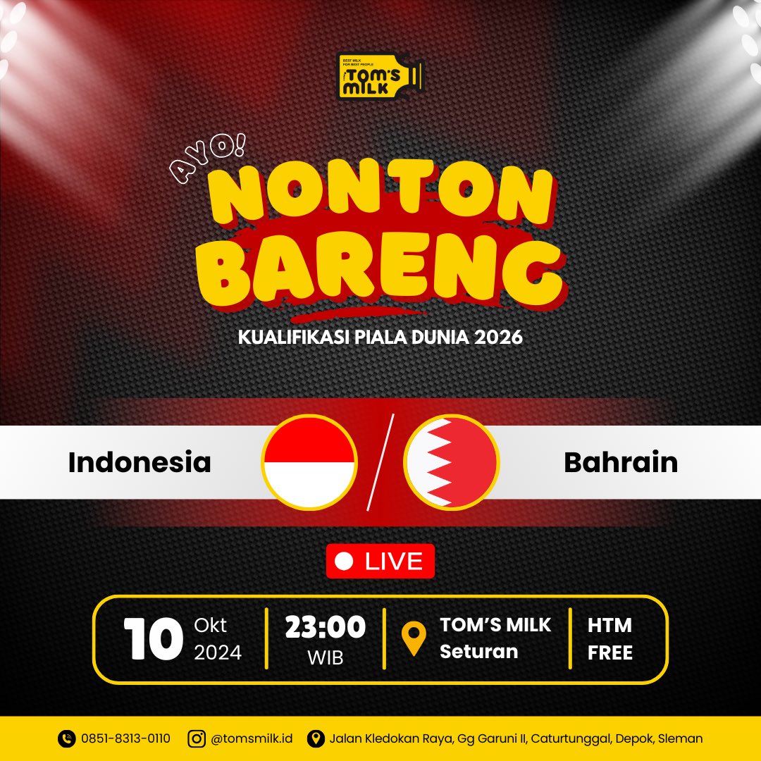 Gassss yang mau nobar Indonesia vs Bahrain kamis malem 👇👇👇

info nobar timnas jogja #TimnasDay