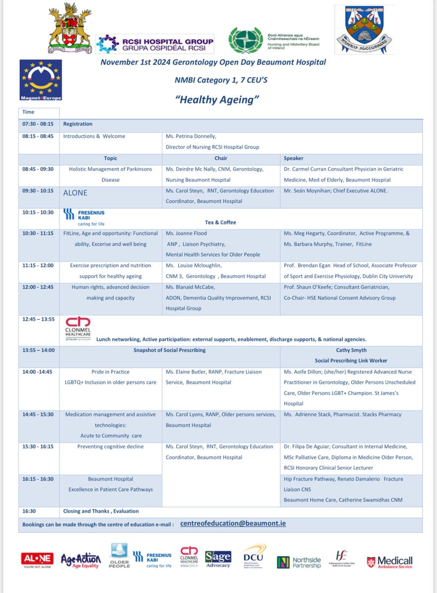 carol steyn (@steyn_carol) on Twitter photo Gerontology Open Day, Beaumont Hospital. November 1st, all staff welcome. Booking at centreofeducation@beaumont.ie Gerontology Open Day, Beaumont Hospital. November 1st, all staff welcome. Booking at centreofeducation@beaumont.ie