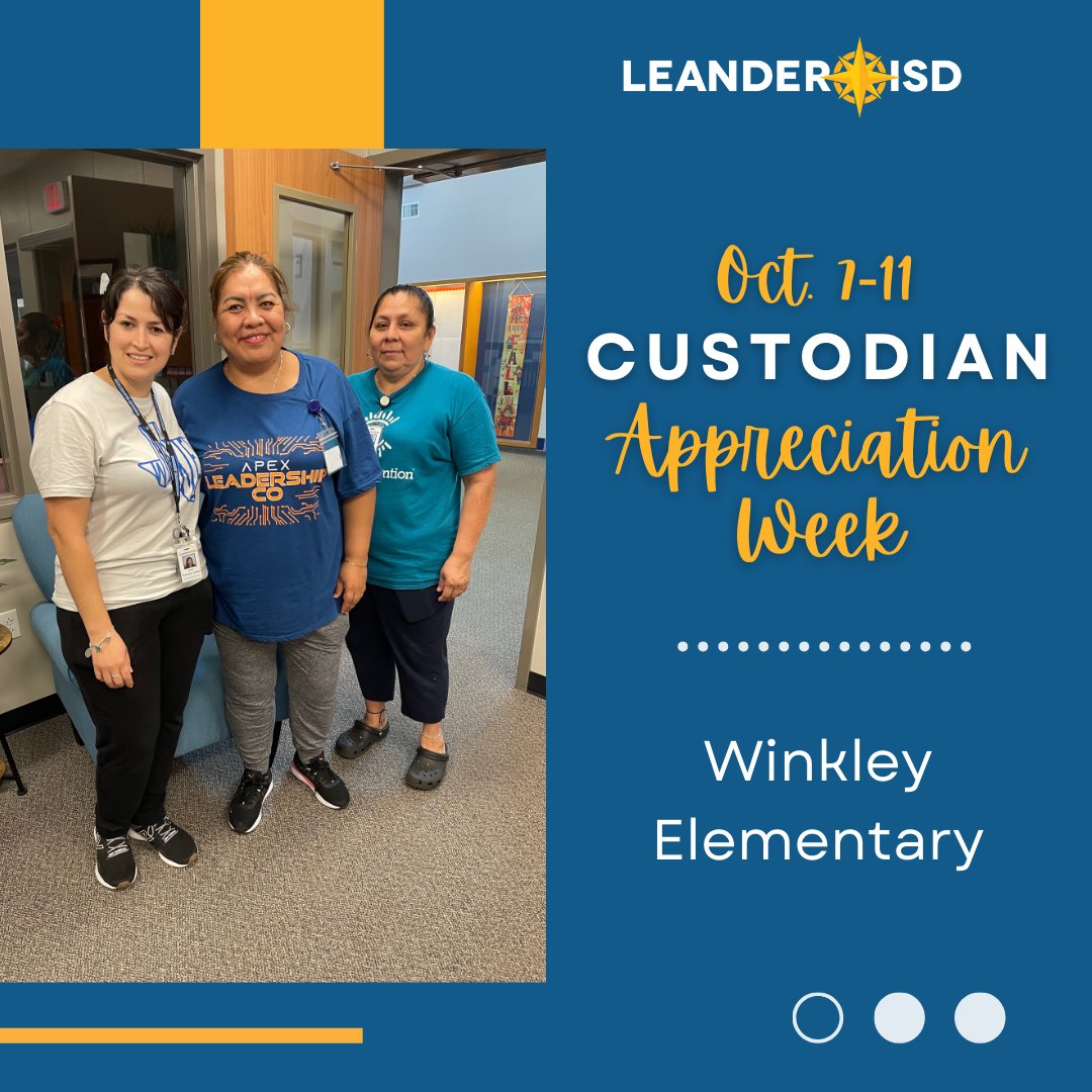 We are thankful for Irma, Elizabeth, and Rosa for their tireless work each day to ensure our campus is in top condition to support student learning. They are the BEST!! #WinkleyConnects #1LISD