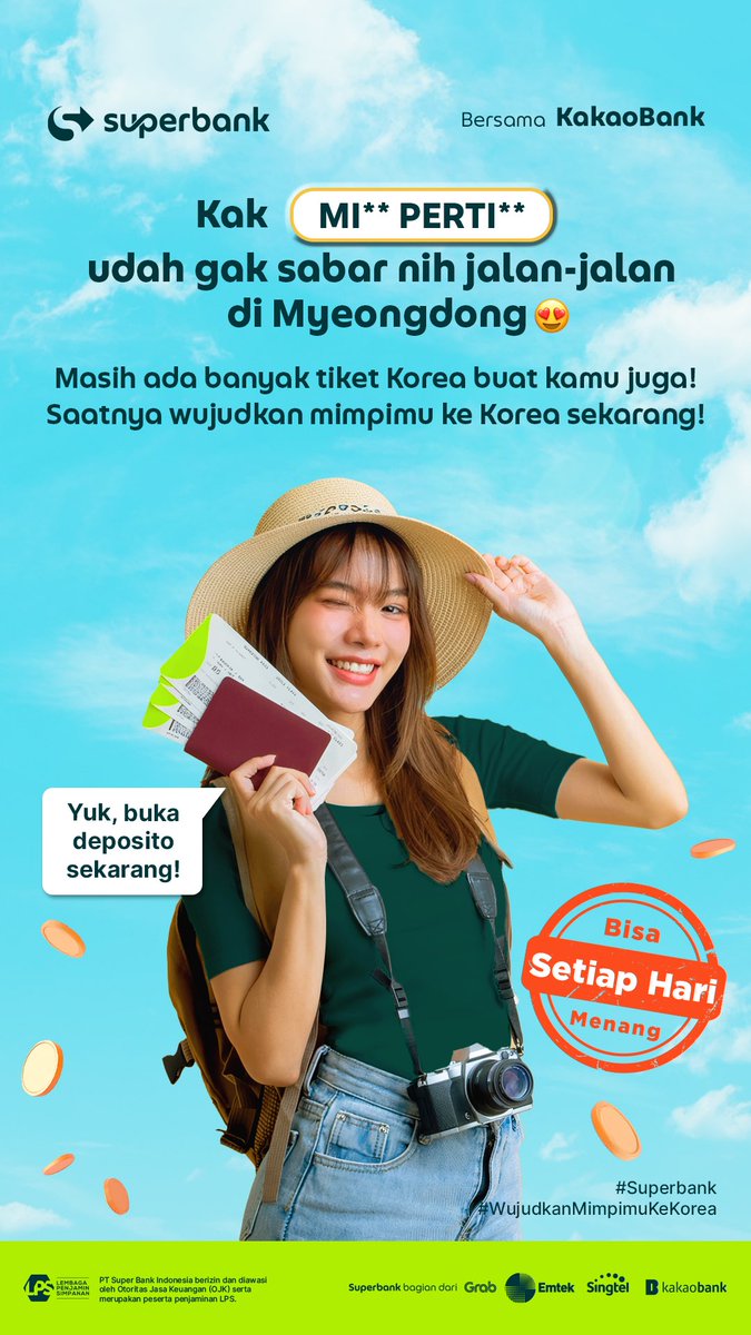 superbankidn's tweet photo. Pemenang tiket PP ke Korea makin banyak nih, Super Friends!!! 😭🥳

Sekarang, saatnya kamu yang wujudin mimpi ke Korea jadi nyata! 

Buka dan pertahankan Deposito Superbank minimal 500rb untuk dapetin kesempatan menang setiap harinya! 

Tiket PP ke Korea kita masih banyak, buruan ikutan!!! 🙌

#Superbank #BeSuper #WujudkanMimpimuKeKorea #BersamaSuperbank #DepositoSuperbank #BungaTinggi #CUMASuperbank #SuperbanktoKorea