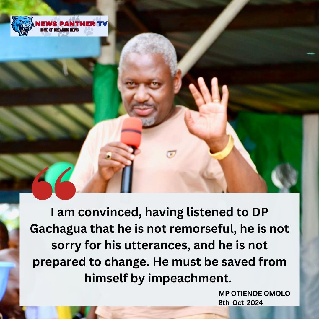 NewspantherTv's tweet image. I am convinced, having listened to DP Gachagua that he is not remorseful.  He must be saved from himself by impeachment~MP Otiende Omolo #RigathiGachagua #ODMMPs #BabuOwino #FreeMorara #ARRESTED #KufaDerevaKufaMakanga #KieniMP