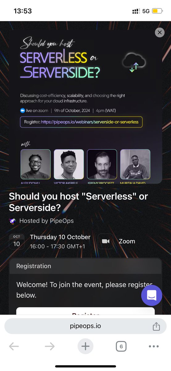I’m yet to finish my article on serverless backend. I’ve promised myself to complete it soon. 
But lately, I’ve looked into the opinions of people concerning the technology and I’m sharing this here for you to be a part this webinar. This is not an Ad!