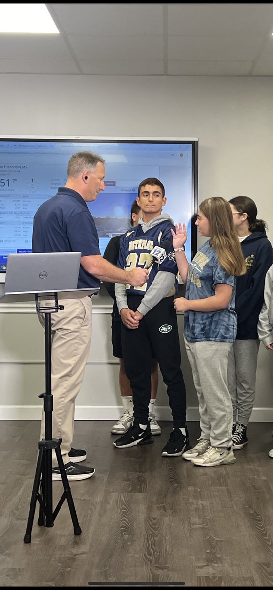 When <a href="/hoffmanrich/">RichHoffmanWeather</a> reports from <a href="/JFK_Bethpage/">JFK Middle School</a>, you know it’s going to be an A+ weather day! <a href="/News12LI/">News12LI</a> <a href="/BethpageUFSD/">BethpageUFSD</a> <a href="/Mr_A_Murray/">Anthony Murray</a> <a href="/CpollatosBUFSD/">Bethpage Director of Science K-12</a> #WeAreBethpage