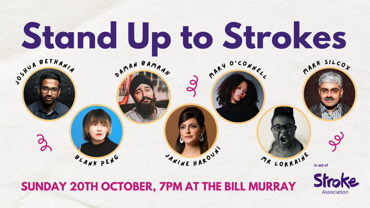 Alex Bertulis-Fernandes (@alexbertanades) on Twitter photo 📢 So excited for our comedy night in aid of <a href="/TheStrokeAssoc/">Stroke Association</a>! We have a ✨stunning✨ line-up:
<a href="/marksilcox/">Mark Silcox</a>
<a href="/dsbamrah/">Daman Bamrah</a>
<a href="/joshuabethania/">Joshua Bethania Comedy</a>
<a href="/BlankPeng404/">Blank Peng</a>
<a href="/marydoesgigs/">Mary O’Connell</a>
<a href="/MistaLorraine/">Mr Lorraine</a>
& Janine Harouni
Join us on Sunday 20th October, 7pm at <a href="/angelcomedy/">Angel Comedy</a>. Tickets 👇🏽
bit.ly/3ZxoSEQ 📢 So excited for our comedy night in aid of <a href="/TheStrokeAssoc/">Stroke Association</a>! We have a ✨stunning✨ line-up:
<a href="/marksilcox/">Mark Silcox</a>
<a href="/dsbamrah/">Daman Bamrah</a>
<a href="/joshuabethania/">Joshua Bethania Comedy</a>
<a href="/BlankPeng404/">Blank Peng</a>
<a href="/marydoesgigs/">Mary O’Connell</a>
<a href="/MistaLorraine/">Mr Lorraine</a>
& Janine Harouni
Join us on Sunday 20th October, 7pm at <a href="/angelcomedy/">Angel Comedy</a>. Tickets 👇🏽
bit.ly/3ZxoSEQ