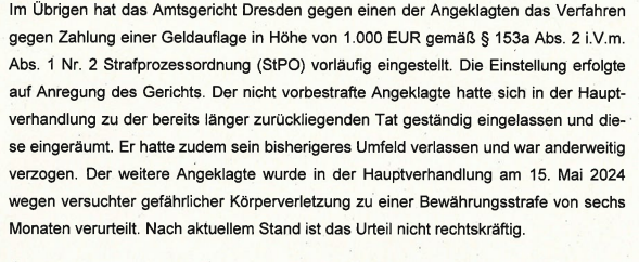 RPFDMOPO's tweet photo. Ohne Anhörung der Opfer u. trotz Falschaussage, stellte das AG #Dresden das Verfahren gegen den Querdenker Steve H. wegen seines Angriffs auf Journalisten in #Laubegast ein. Dabei hieß es vom @SMJusDEG, dass solche Delikte nicht eingestellt werden. Hier nun die Begründung #dd1302 https://t.co/mftRa8yCwD