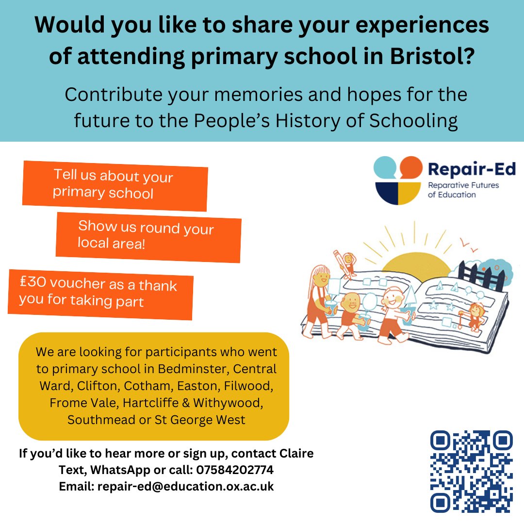 If you attended school in Filwood (or indeed any of the wards mentioned in this poster), please sign up to tell Repair Ed your stories for their research into injustice in education and how we even up the playing field for all children in #Bristol #Education.