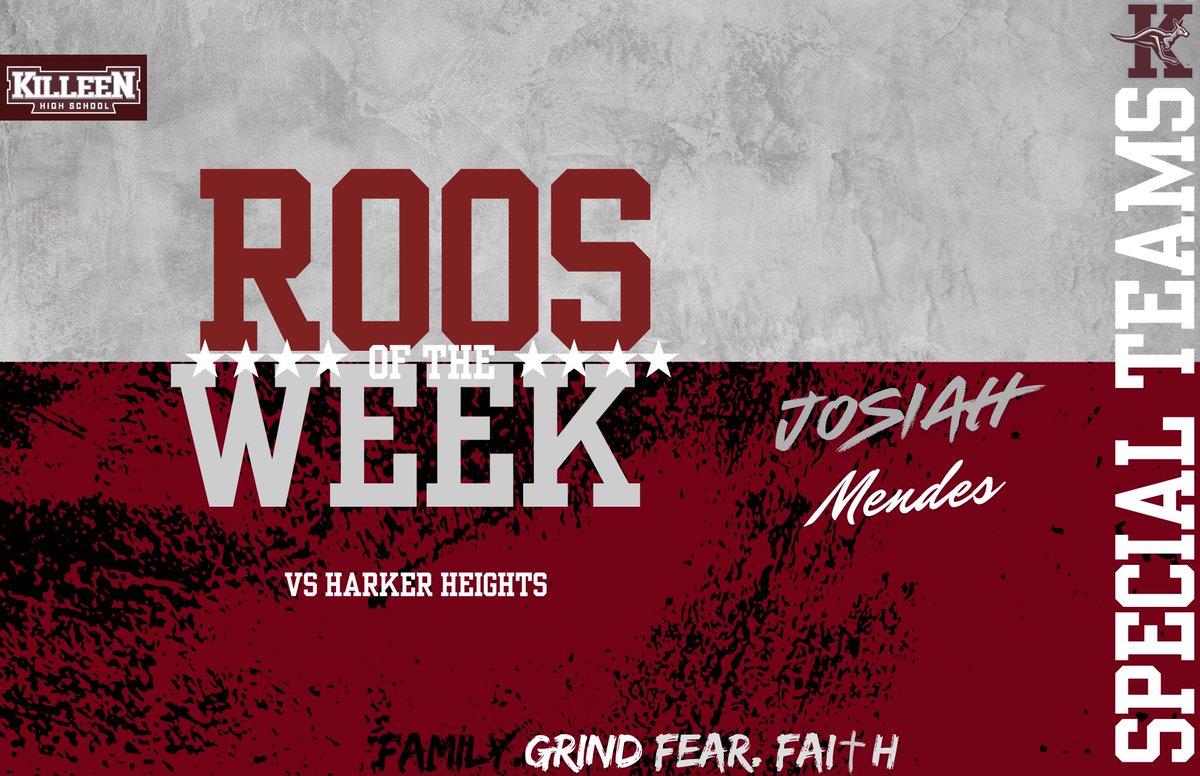 🔥Players of the week vs Harker Heights🔥

Roo of the Week Jadan Montgomery
Offense Player of the Week Antwoine Warren
Defensive Player of The Week Deshaun Reid
Special Teams Josiah Mendes