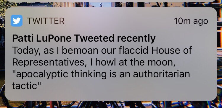 michellehomez's tweet photo. I’d like to expose everyone to the short sweet time that Patti LuPone had twitter https://t.co/VwzUeR8wUd